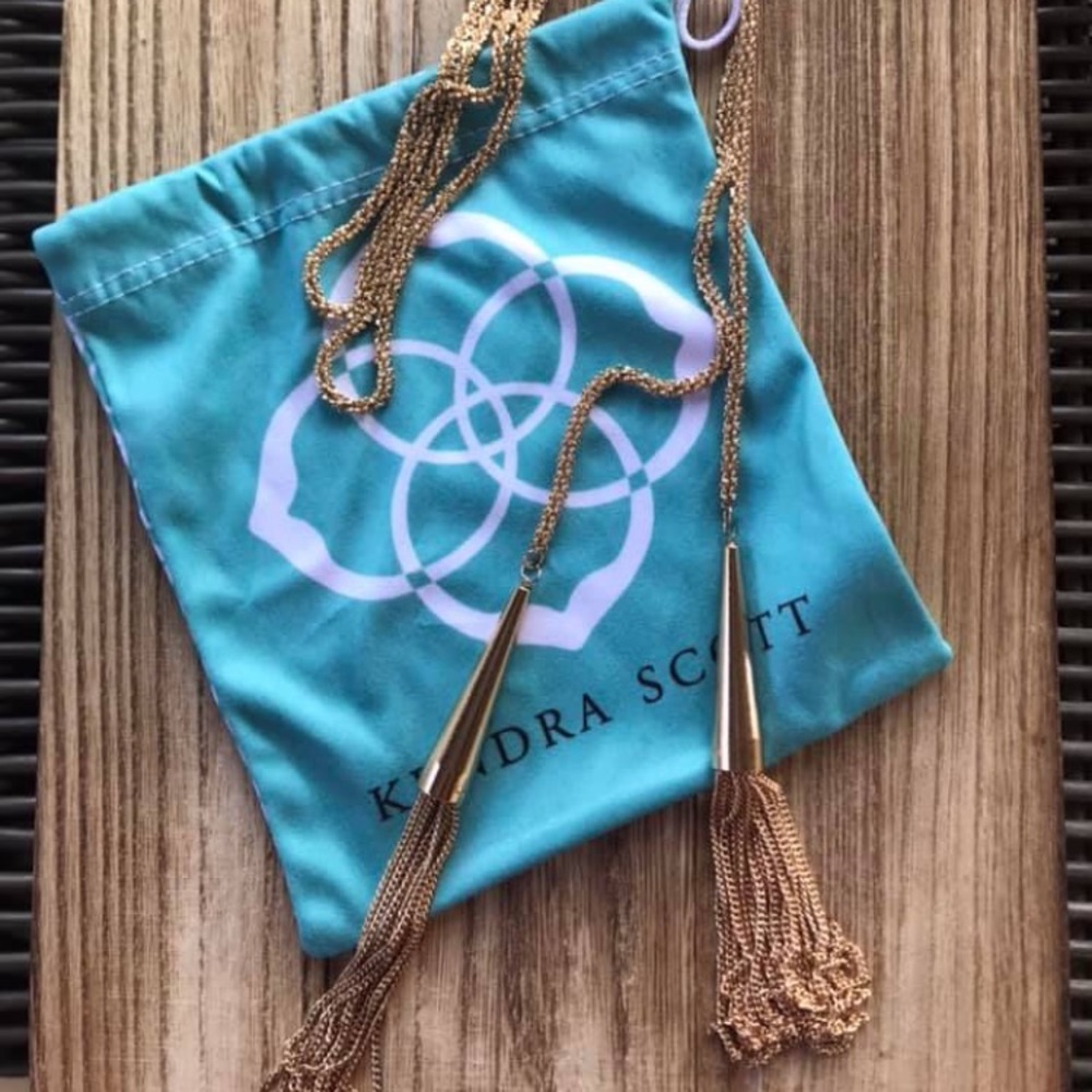 Kendra Scott lariat rose gold necklace
